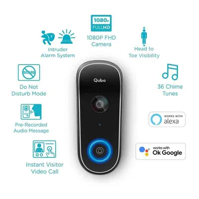 Qubo HCD01 Smart WiFi Wireless 1080P FHD Video Doorbell with Intruder Alarm System