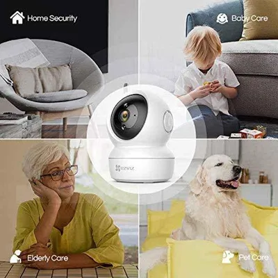 EZVIZ C6N White 256GB Slot 2-Way Audio Wireless Full HD Indoor Home Camera with Night Vision by Hikvision, CS-TY1 (B0-1G2WF)