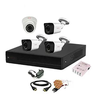 CP Plus 2.4MP White & Black 3 Pcs Bullet, 1 Pc Dome Camera & 4 Channel DVR Kit with All Accessories, 4CHDVR-3B-1D-35