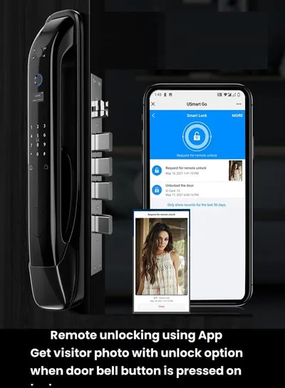 Denler DL04 Smart Door Lock, Digital Door Lock, with LCD Display Photo Video recording & Camera Wi-Fi Remote Unlock Using App, Fingerprint, RFID Card, PIN, Manual Key min 35mm thick Doors 3 Years Warranty