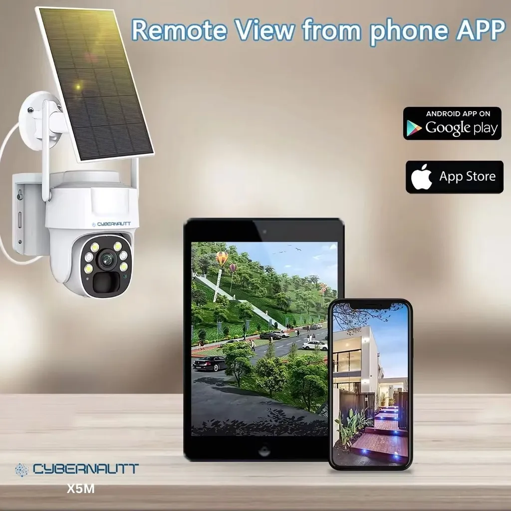 Cybernautt X5M 5MP Full HD 4G SIM Solar Camera with 8000mAh Battery, Motion Detect, IR Night Vision, Alarm, Waterproof & Support SD up to 128GB