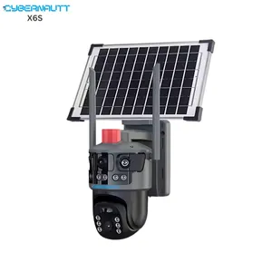 Cybernautt X6S 6MP 2 Lens 3 View FHD Solar Sim CCTV Camera with Human Detect, 2 Way Audio