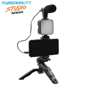 Cybernautt CS-5VK 3kg Black 6-in-1 Video Making Vlogging Kit with Fill Light, Phone Stand, Microphone for Making Videos, Live Broadcasting, Vlogging, YouTube & Instagram