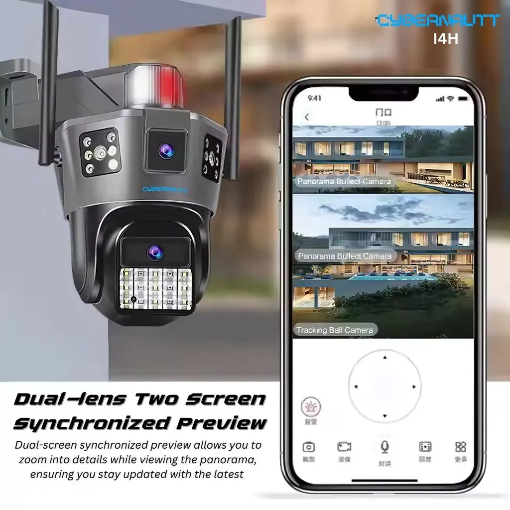 Cybernautt I4H 4MP Dual Lens Full HD Smart Wi-Fi Camera with Human Detect, Motion Detect, Two Way Audio, Alarm Notification & Support 128GB SD Card