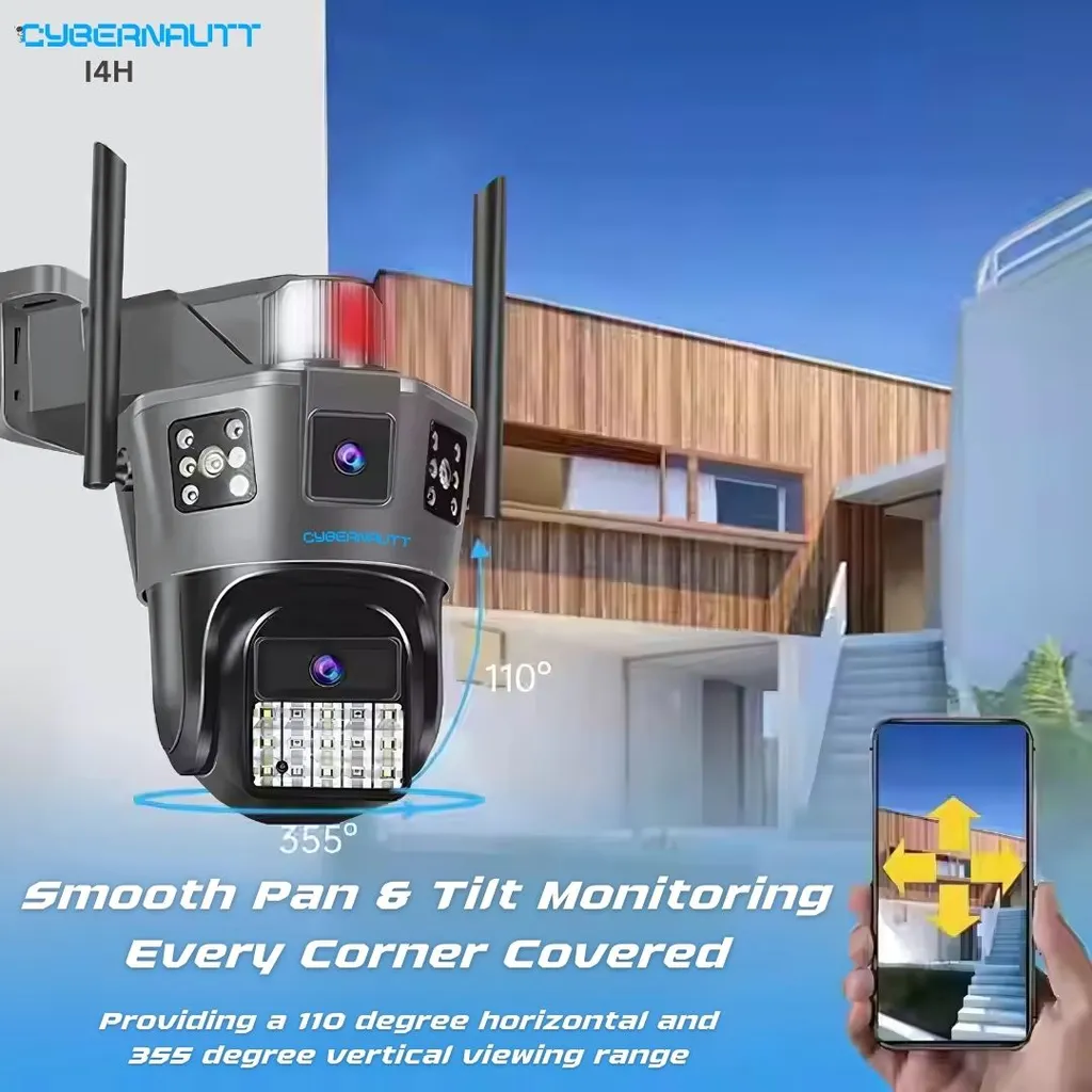 Cybernautt I4H 4MP Dual Lens Full HD Smart Wi-Fi Camera with Human Detect, Motion Detect, Two Way Audio, Alarm Notification & Support 128GB SD Card