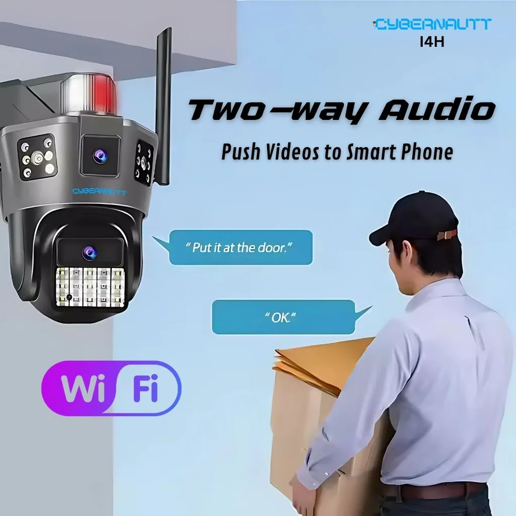Cybernautt I4H 4MP Dual Lens Full HD Smart Wi-Fi Camera with Human Detect, Motion Detect, Two Way Audio, Alarm Notification & Support 128GB SD Card