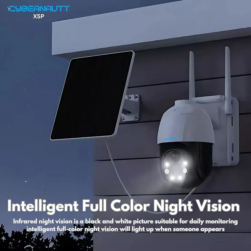 Cybernautt X5P 5MP Full HD PT 4G Solar Sim Camera with Motion Detect, Colour Night Vision, Human Detect, IP66, 2 Way Audio & Support SD Upto 128GB