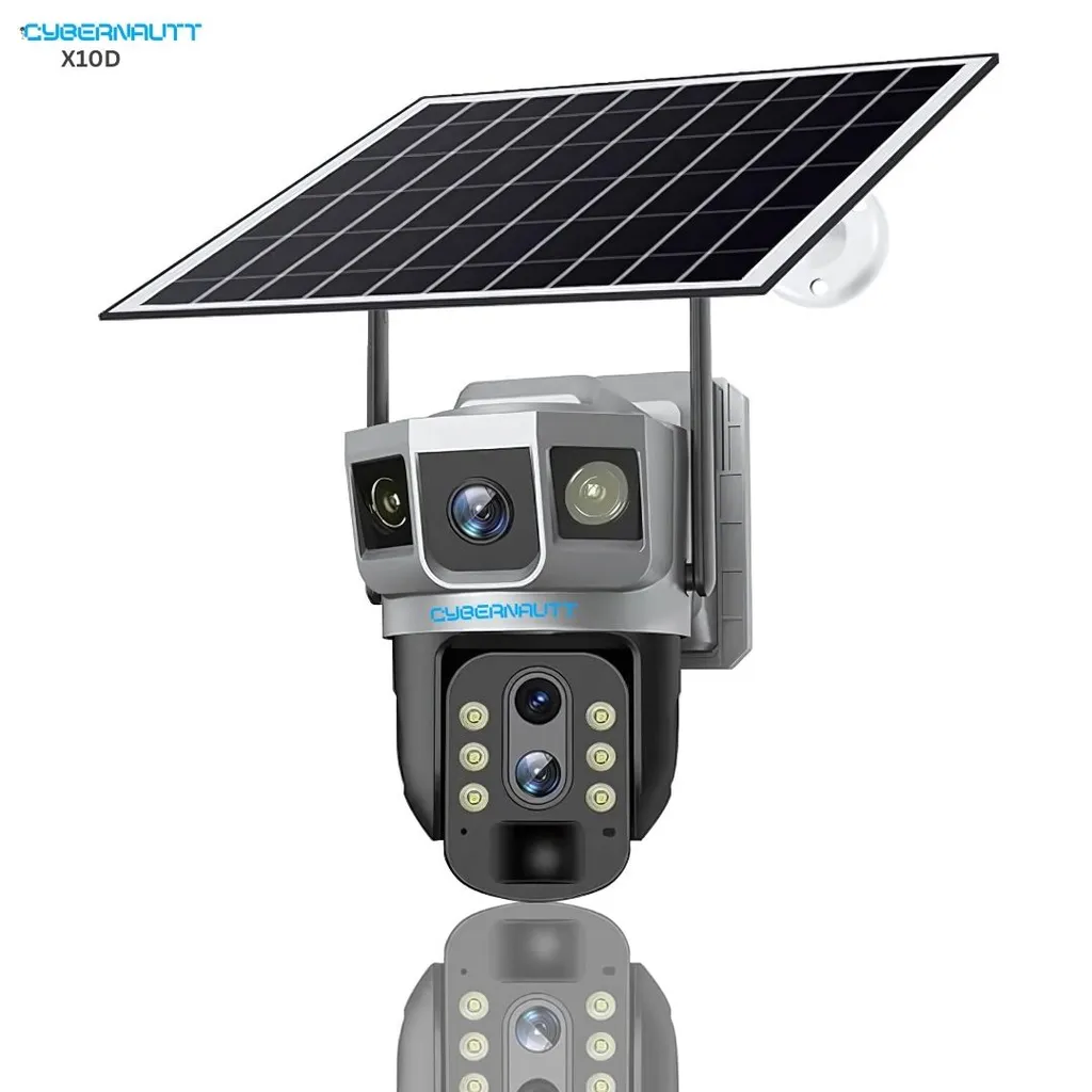 Cybernautt X10D 12MP Dual Lens Full HD 4G Sim Solar Camera with 10X Zoom Human Detect, Motion Detect, Two Way Audio, Alarm Notification & Support 128GB SD Card