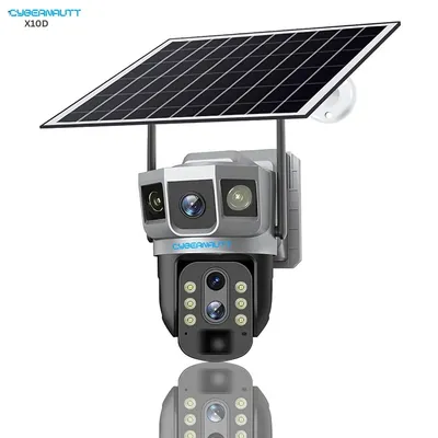 Cybernautt X10D 12MP Dual Lens Full HD 4G Sim Solar Camera with 10X Zoom Human Detect, Motion Detect, Two Way Audio, Alarm Notification & Support 128GB SD Card