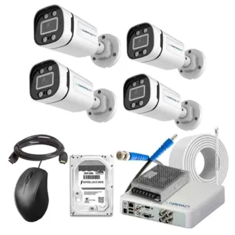 Cybernautt 2.4MP Full Colour HD Indoor & Outdoor CCTV Combo Kit with 4Ch DVR, 4 Bullet Camera, 4Ch SMPS, 50m Copper Cable, 500GB HDD & Connectors
