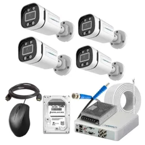 Cybernautt 2.4MP Full Colour HD Indoor & Outdoor CCTV Combo Kit with 4Ch DVR, 4 Bullet Camera, 4Ch SMPS, 50m Copper Cable, 1TB HDD & Connectors