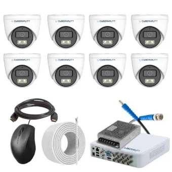 Cybernautt 2.4MP Full Colour HD Indoor & Outdoor CCTV Combo Kit with 8Ch DVR, 8 Dome Camera, 8Ch SMPS, 50m Copper Cable & Connectors