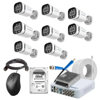 Cybernautt 2.4MP Full Colour HD Indoor & Outdoor CCTV Combo Kit with 8Ch DVR, 8 Bullet Camera, 8Ch SMPS, 50m Copper Cable, 1TB HDD & Connectors