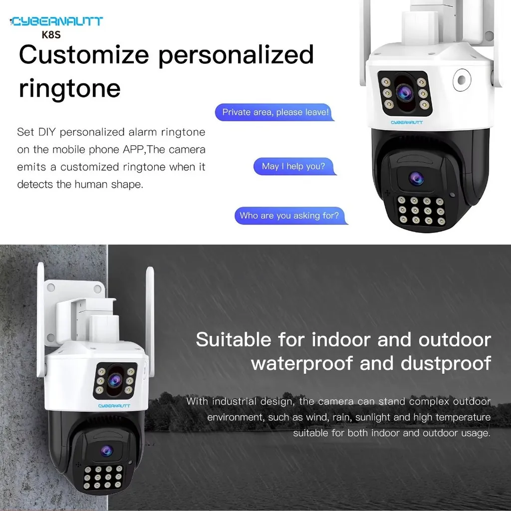 Cybernautt K8S 8MP 2K Ultra HD 4G Sim Camera with AI, Motion/Human Detect, Colour Night Vision, Push Alarm, IP66, 2 Way Audio & SD Upto 256GB