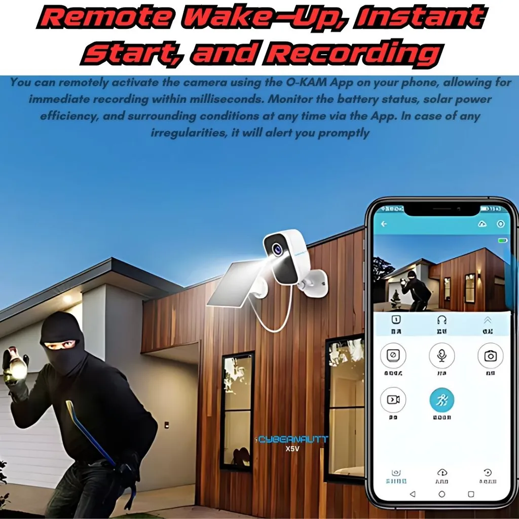 Cybernautt X5V 5MP Ultra HD 4G Solar Sim Camera with Motion Detect, Colour Night Vision, Human Detect, IP66, 2 Way Audio & Support SD Upto 256GB