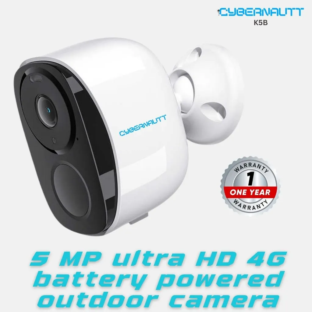 Cybernautt K5B 5MP FHD 4G Battery Sim Camera with Motion Detect, Colour Night Vision, Human Detect, IP66, 2 Way Audio & Support SD Upto 256GB