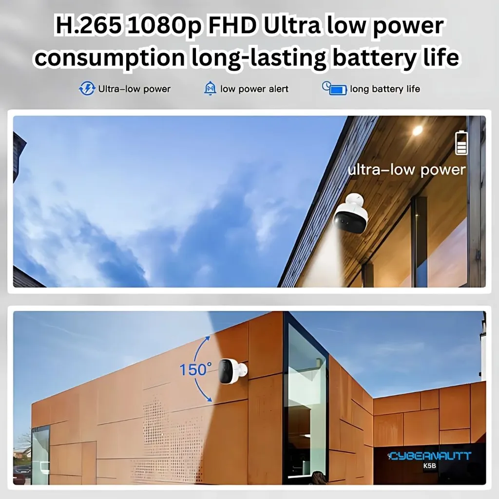 Cybernautt K5B 5MP FHD 4G Battery Sim Camera with Motion Detect, Colour Night Vision, Human Detect, IP66, 2 Way Audio & Support SD Upto 256GB