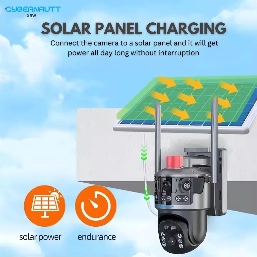 Cybernautt X6W, 6MP, Solar, Wi-Fi, Ultra HD-Smart Camera, Human Detect, Motion Detect, 2 Way Audio, Notification, Alarm & Support 128GB SD