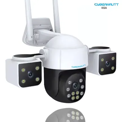 Cybernautt K6A 6MP Triple Lens Ultra HD PT 4G Sim Camera with Human Detect, Motion Detect, 2 Way Audio, Notification, Alarm & Support 128GB SD