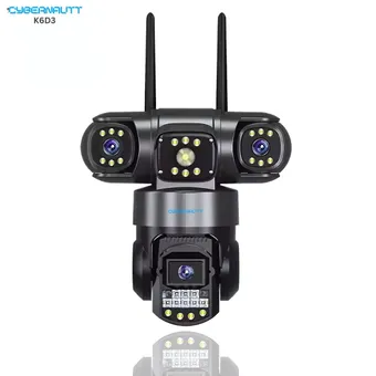 Cybernautt K6D3 6MP Full HD Triple Lens 4G Sim Camera with Human Detect, Motion Detect, 2 Way Audio, IP66, Notification, Alarm & Support 128GB SD