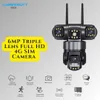 Cybernautt K6D3 6MP Full HD Triple Lens 4G Sim Camera with Human Detect, Motion Detect, 2 Way Audio, IP66, Notification, Alarm & Support 128GB SD
