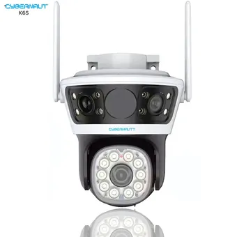 Cybernautt K6S 6MP Triple Lens Ultra HD PT 4G Sim Camera with Human Detect, Motion Detect, 2 Way Audio, Notification, Alarm & Support 128GB SD