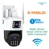 Cybernautt O8S 8MP Ultra HD Dual Lens Smart Wi-Fi Camera with Human Detect, Motion Detect, 2 Way Audio, Notification, Alarm & Support 256GB SD Card