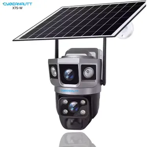 Cybernautt X7S-W 6MP Dual Lens UHD PT Solar Smart Outdoor Wi-Fi Camera with Night Vision, Human/Motion Detect, 2 Way Audio, Notification & Support 128GB SD