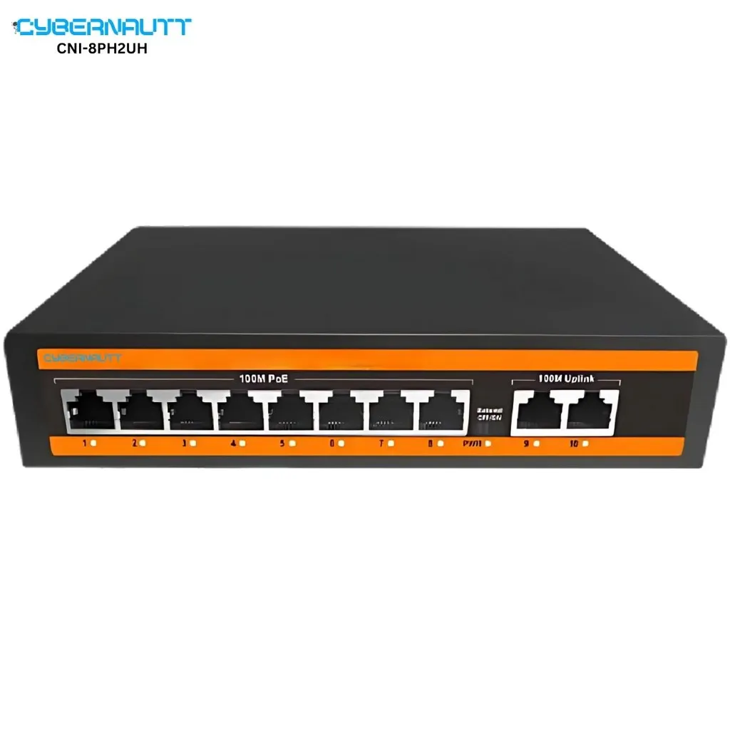 Cybernautt CNI-8PH2UH-PS 8+2 Port 10/100 Fast Ethernet POE Switch with Watchdog Function, Lightning Protection Support & Built-in Power Supply