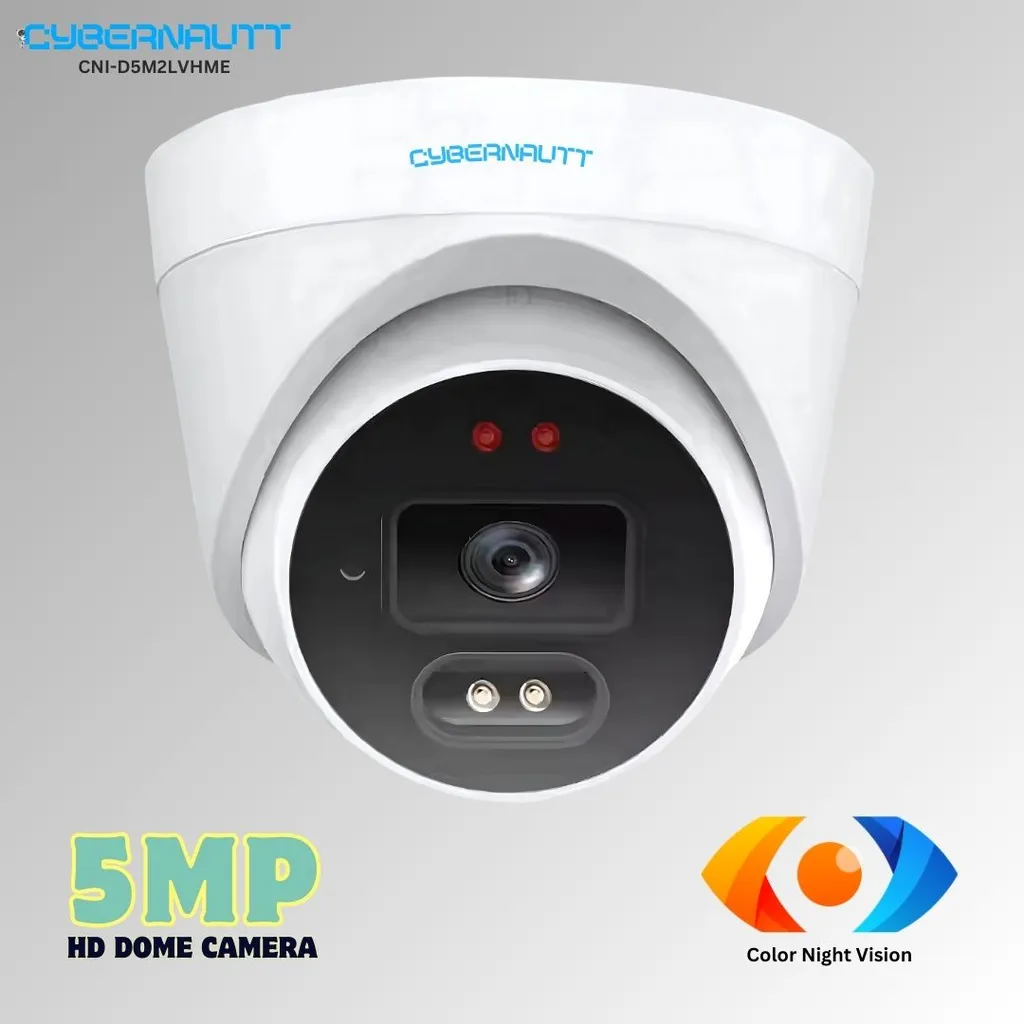 Cybernautt CNI-D5M2LVHME 5MP HD Metal Dome Network IP Camera with Colour Night Vision, Human Detect, Motion Detect, Two Way Audio & NVR Enabled