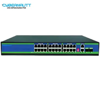 Cybernautt CNI-24PG2UG2SG-POE 24+2+2 Port AI Full Giga POE Switch with 2 Uplink/SFP Port, Watchdog, Lightning Protect & Built-in Power Supply