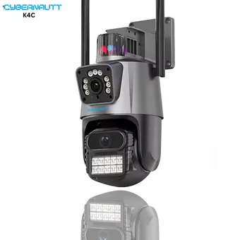 Cybernautt K4C 4MP Dual Lens Full HD 4G Sim Camera with Human Detect, Motion Detect, IP66, Two Way Audio, Notification, Alarm & Support 128GB SD