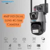 Cybernautt K4C 4MP Dual Lens Full HD 4G Sim Camera with Human Detect, Motion Detect, IP66, Two Way Audio, Notification, Alarm & Support 128GB SD