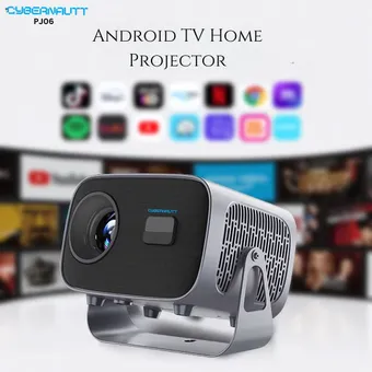Cybernautt PJ06 4800 Lumens Android Portable Projector FHD 1080p Native, 4K UHD Support, Bluetooth + Wi-Fi, Wireless Screen Mirroring, 180