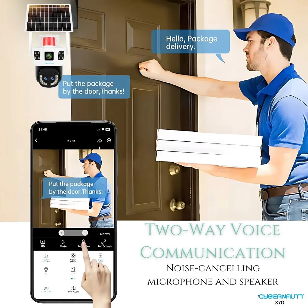 Cybernautt X7O 8MP FHD PT Triple Lens 4G Sim Camera with Colour Night Vision, Human Detect, Motion Detect, Two Way Audio & Support SD Upto 256GB