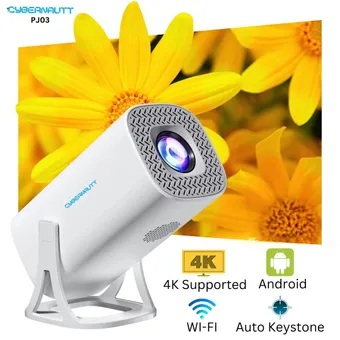 Cybernautt PJ03 5000 Lumens Android 11 Portable Gaming Projector FHD 1080p Native, 4K UHD Support with Wireless Controllers, Rotatable, BT+Wi-Fi