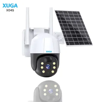 XUGA X04S 4MP FHD Solar 4G Sim Outdoor CCTV Camera | AI Security & Monitoring Camera | Motion Detect and Track | Alarm | 2 Way Communication | 4G Sim | Upto 256GB | Agriculture Land, Farmhouse etc