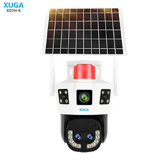 XUGA X07H-K 8MP AI Powered 2 Lens 3 Views 4G Sim Linkage Solar CCTV Outdoor Camera | 2 Way Talk | Human/Motion Detect | Colour Night Vision | Alarm | 10X Zoom | Weatherproof | PTZ | Support SD Upto 256GB