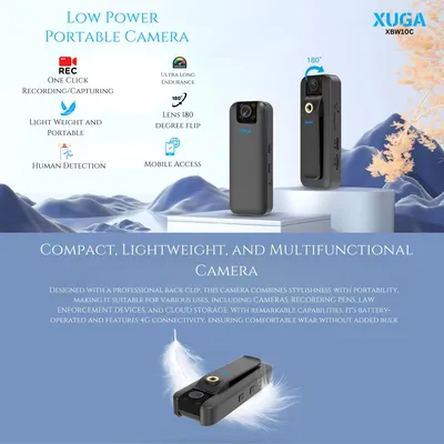 XUGA XBW10C HD Body Camera with Night Vision | 256GB Support | 180° Rotating Lens | Body Cam Video Recorder for Police and Personal Security | Clip On | Sports & Hiking Security