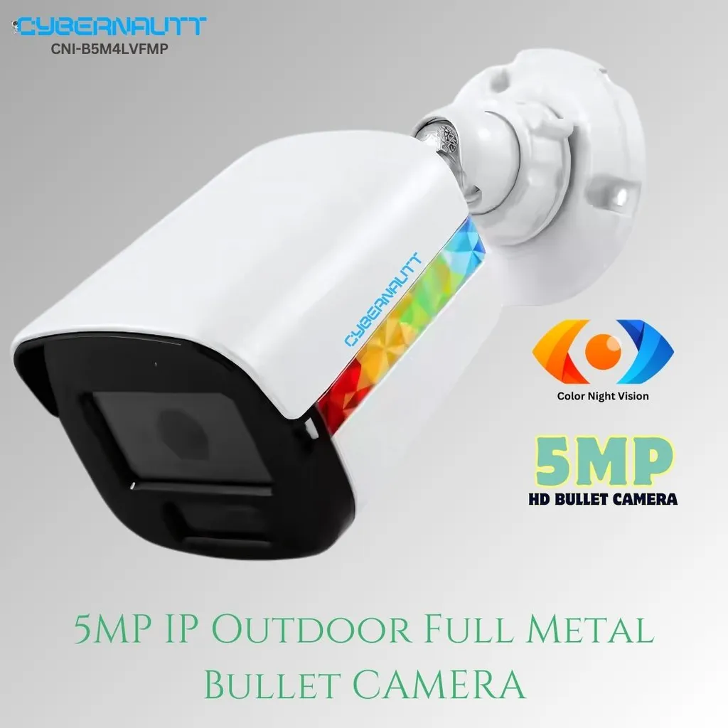 Cybernautt CNI-B5M4LVFMP 5MP HD Bullet Network IP Camera with Colour Night Vision, Human Detect, Motion Detect, Two Way Audio & NVR Enabled