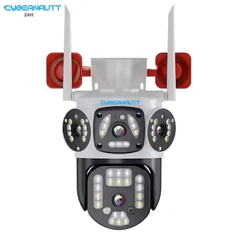 Cybernautt Z4H 4MP HD PT Triple Screen Smart Outdoor WiFi Camera with Colour Night Vision, Human Detect, Motion Detect, 2 Way Audio & Support SD Upto 128GB