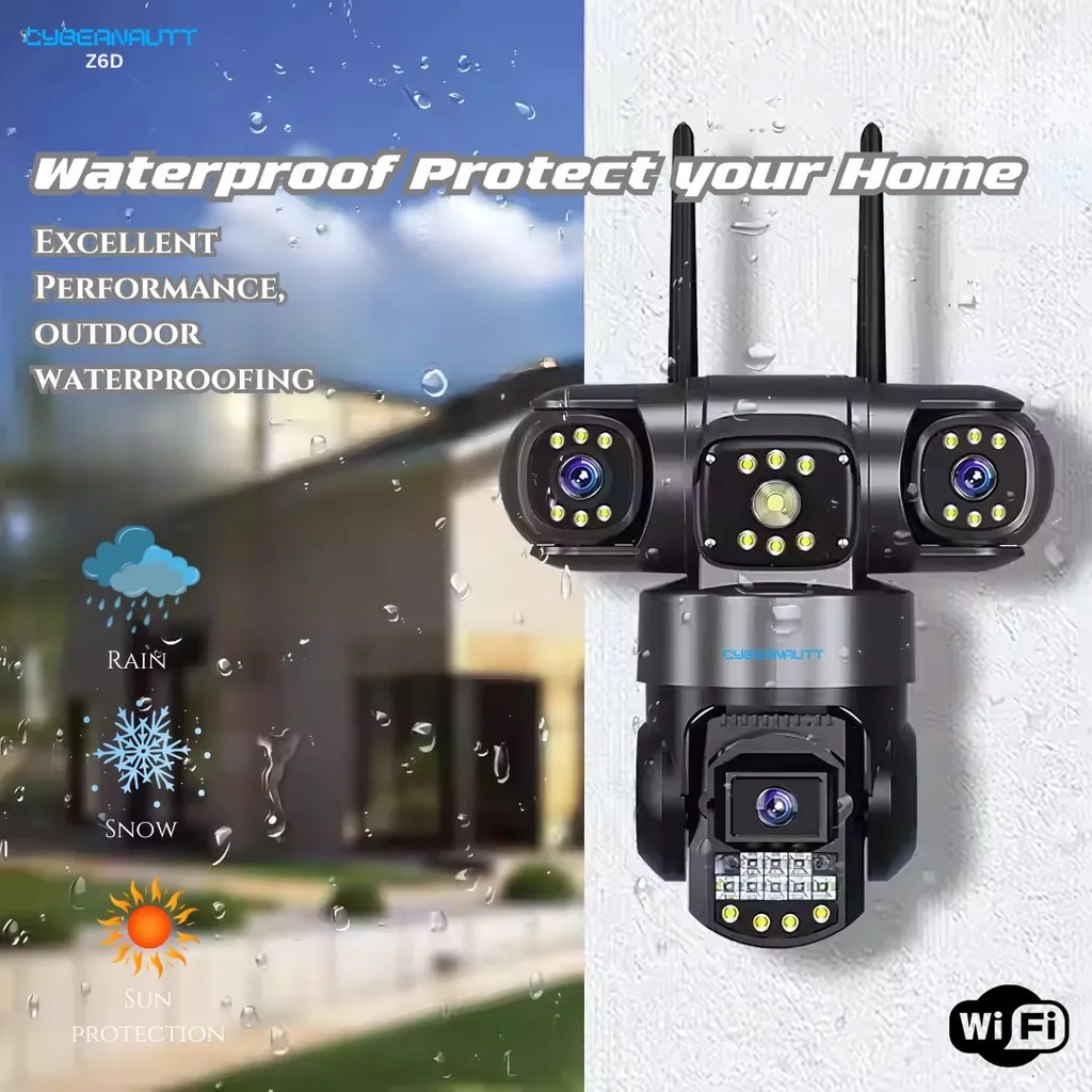 Cybernautt Z6D 6MP HD PT Triple Screen Smart Wi-Fi Camera with Colour Night Vision, Human Detect, Motion Detect, 2 Way Audio & Support SD Upto 128GB