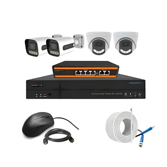 Cybernautt 3MP Full HD Indoor & Outdoor Network IP Combo Kit with 10Ch NVR, 2D 2B Full HD Camera, 4Ch POE, 100m Copper LAN Cable & Connectors