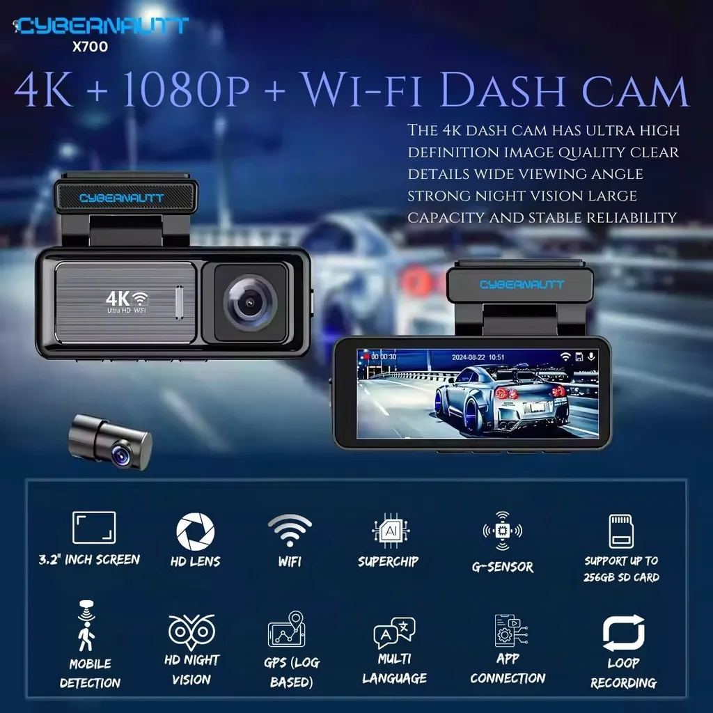 Cybernautt X700 3.2 inch 1920x1080p Wi-Fi Car Dashcam