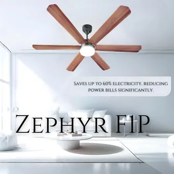 XUGA Zephyr F1P 32W 5 Star 320rpm Oakwood BLDC 6 Blade Ceiling Fan with Remote & 2 Years Warranty on Motor, Sweep: 1200 mm