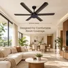 XUGA Jovian F6B 32W 5 Star 320rpm Smoke Brown BLDC 6 Blade Ceiling Fan with Remote & Copper Motor, Sweep: 1200 mm | 5 Years Warranty