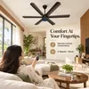 XUGA Jovian F6B 32W 5 Star 320rpm Smoke Brown BLDC 6 Blade Ceiling Fan with Remote & Copper Motor, Sweep: 1200 mm | 5 Years Warranty