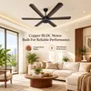 XUGA Jovian F6B 32W 5 Star 320rpm Smoke Brown BLDC 6 Blade Ceiling Fan with Remote & Copper Motor, Sweep: 1200 mm | 5 Years Warranty