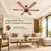 XUGA Jovian F6P 32W 5 Star 320rpm Oakwood BLDC 6 Blade Ceiling Fan with Remote & Copper Motor, Sweep: 1200 mm | 5 years warranty