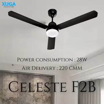 XUGA Celeste F2B 28W 5 Star 380rpm 3 Blade Smoky Brown BLDC Ceiling Fan with Remote, Sweep: 1200 mm